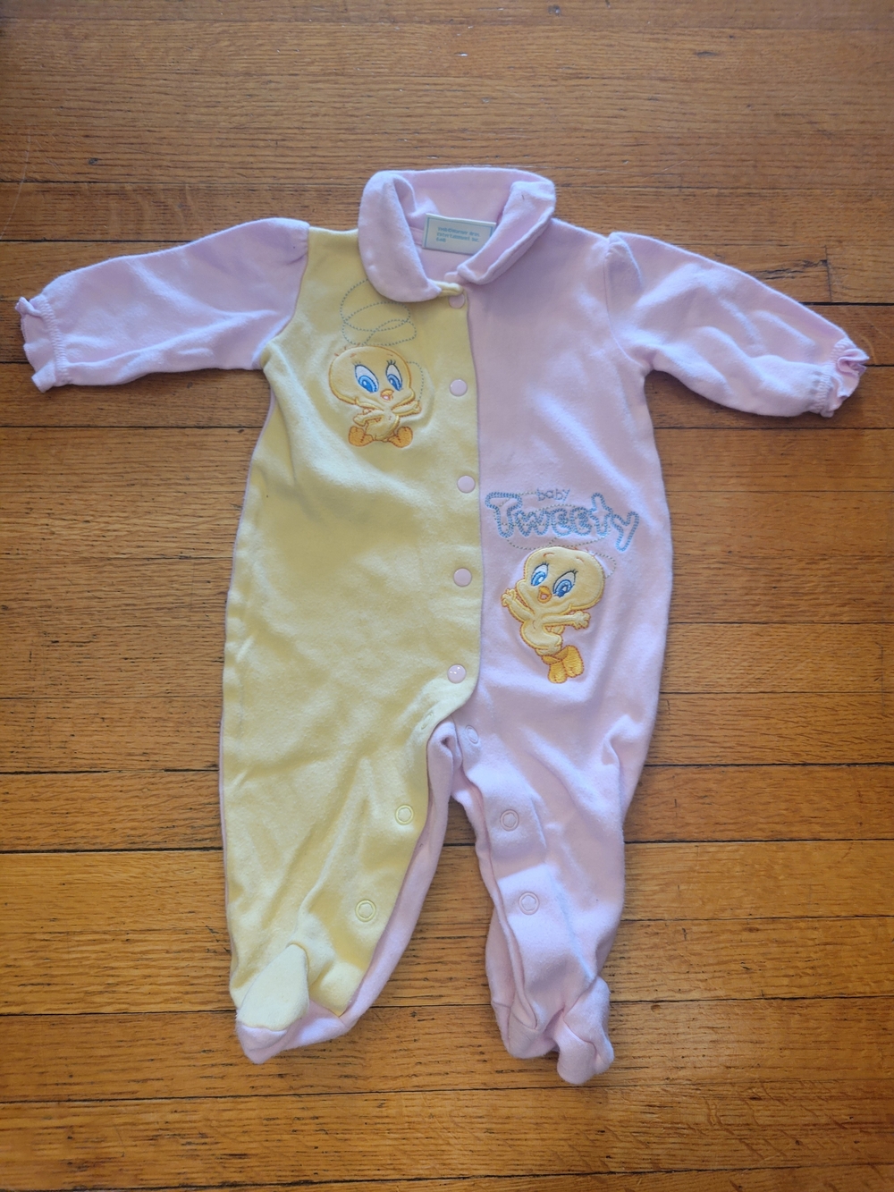 Warner Bros. Baby Tweety Pink and Yellow Fleece Footie